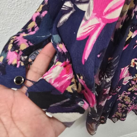 Anthropologie Maeve Caravane Boho Tunic Navy Floral V-Neck Drop Waist Sundress S - Picture 7 of 14